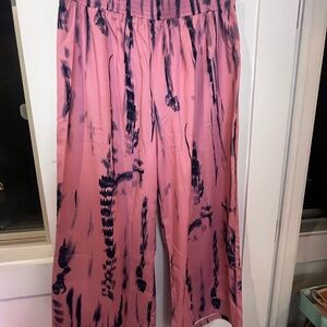 SHEIN Pink and Purple Flare Tie-Dye Pants